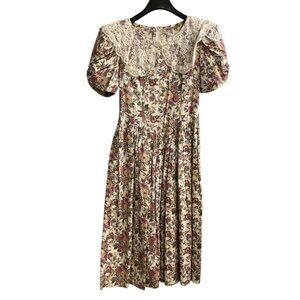 Vintage Jessica McClintock  Gunne Sax Tea Dress‎ Womens 7/8 Cottagecore Prairie